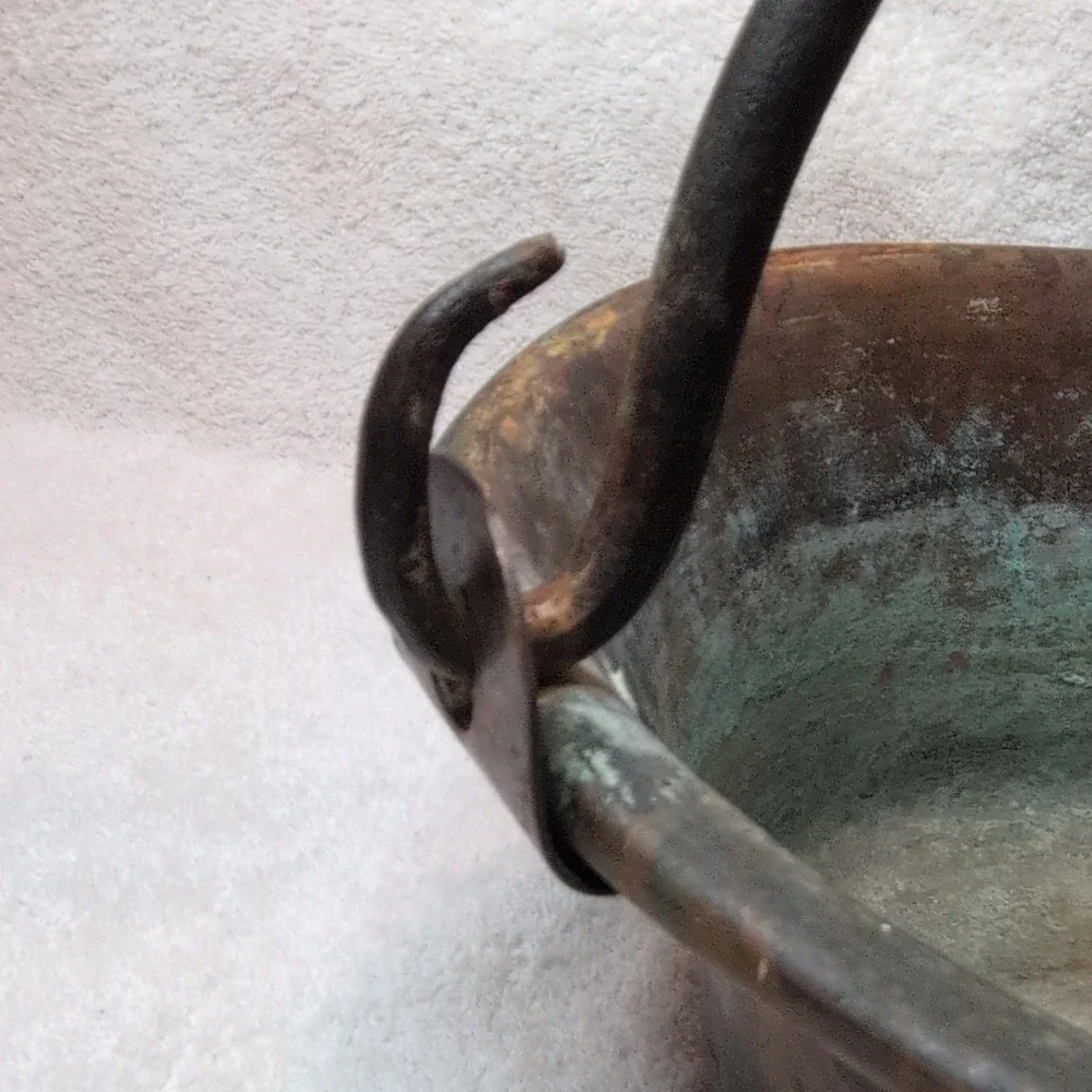 Antique French Copper Cauldron Pot 10.5